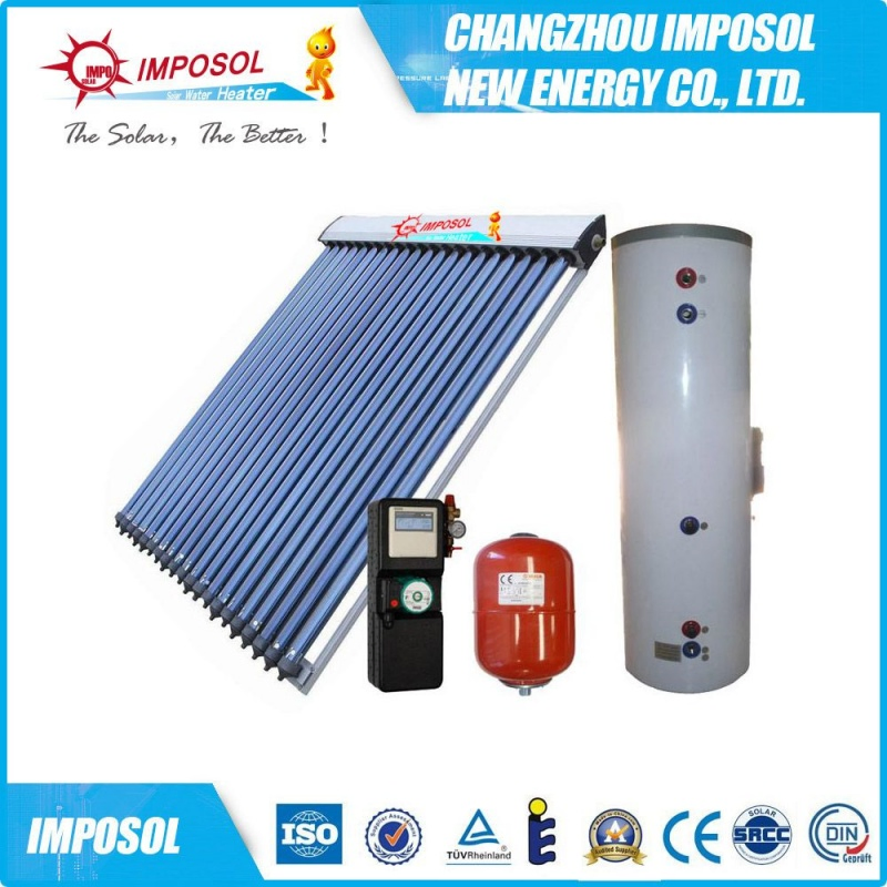 Sistema de calefacción de agua caliente solar pasivo presurizado con tubo de calor (serie YuanMeng) para calefacción central en gimnasios/áreas remotas con SRCC, SABS, Solar Keymark