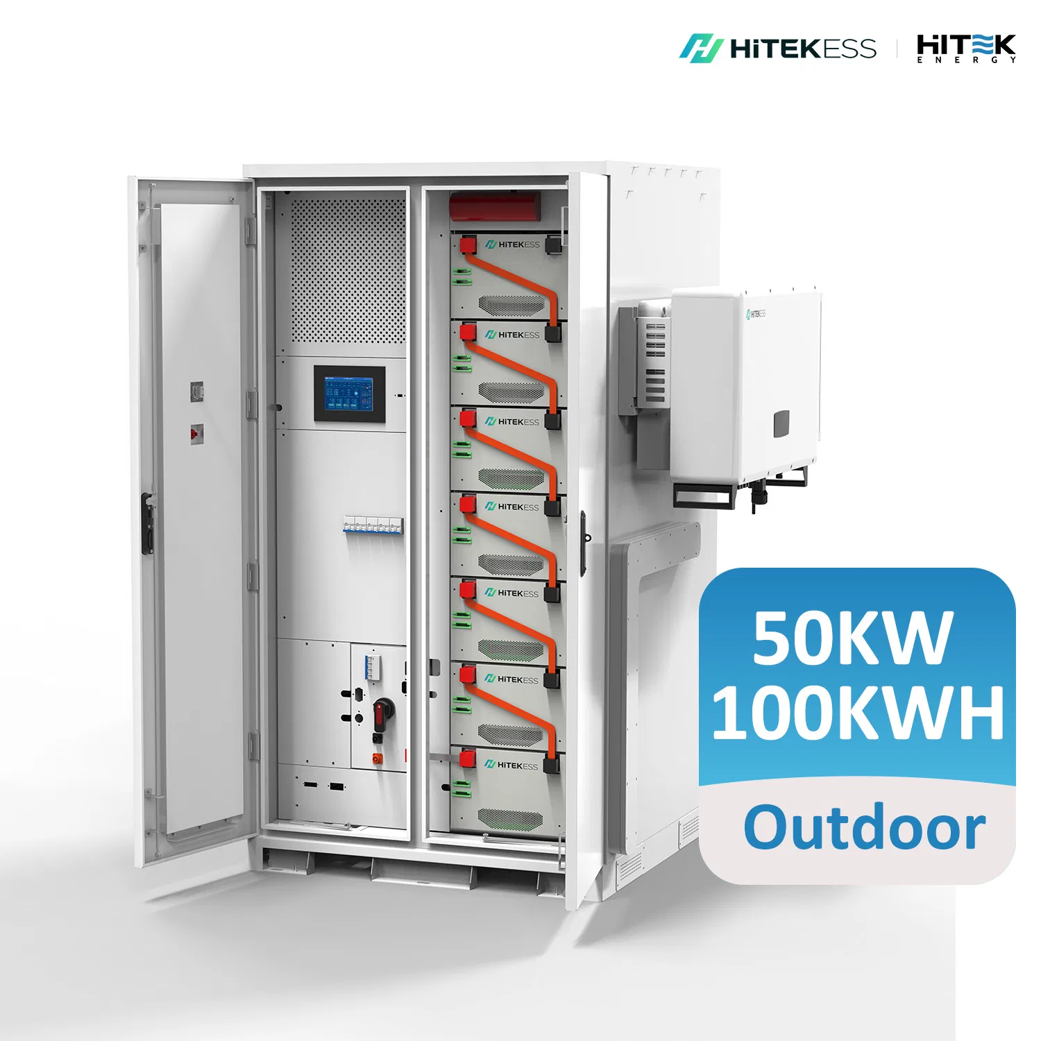 Hitek a prueba de agua 100kwh 200kwh 229kwh Gabinete de almacenamiento de baterías para exteriores 50kw Sistema de almacenamiento de baterías solares Batería de iones de litio con BMS