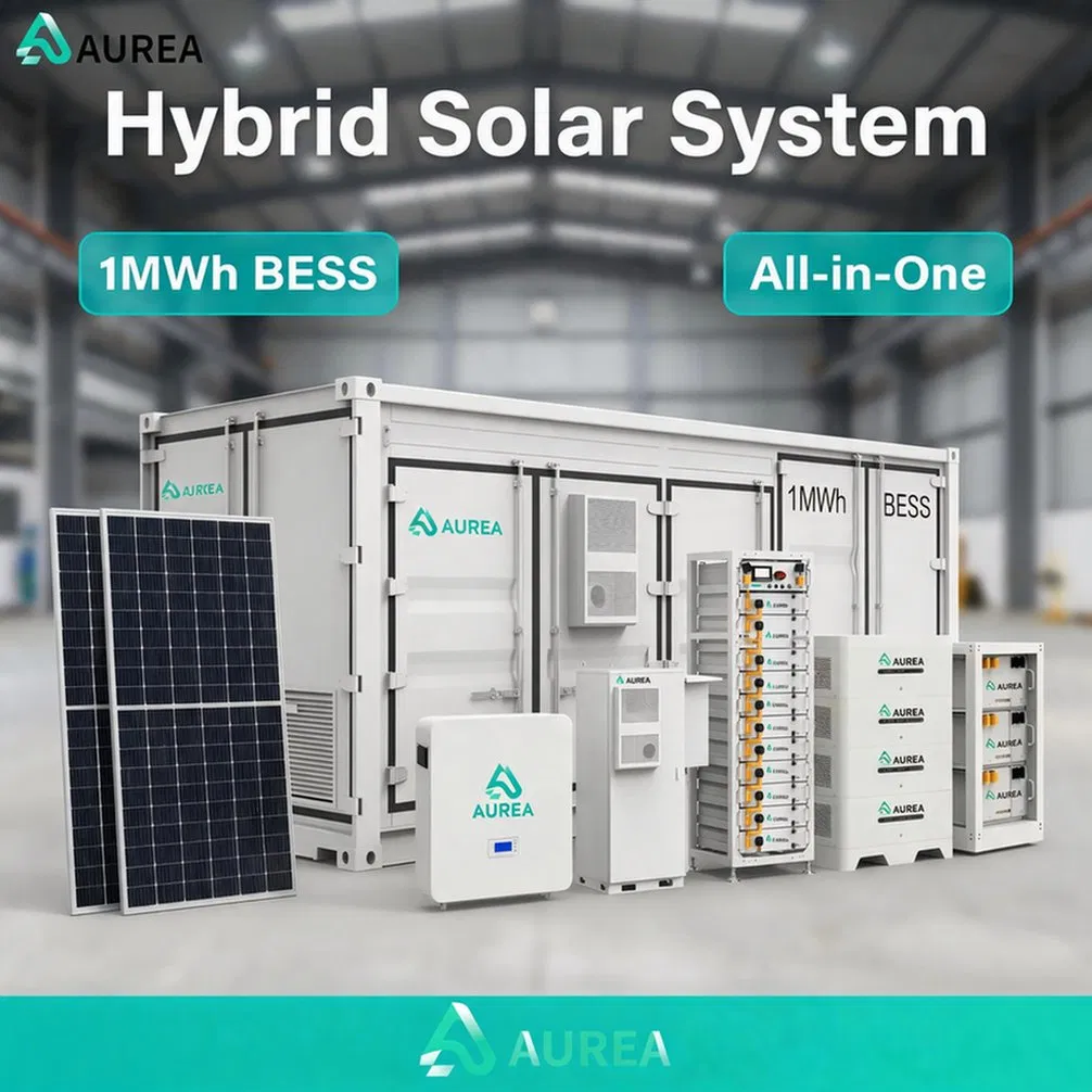 Generador Solar Híbrido Mayorista Aurea 500kw 500kwh 1mwh LiFePO4 Sistema de Almacenamiento de Energía de Batería Bess para Ahorro de Picos Comercial e Industrial en Microred Fuera de la Red