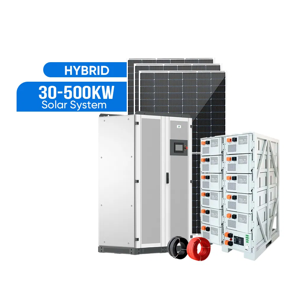Energía Solar Híbrida 30kw 50kw 100kw Fuera de la Red 50kVA Almacenamiento 50kwh 100kwh 200kwh Sistema de Respaldo de Batería de Litio para Fábrica LiFePO4