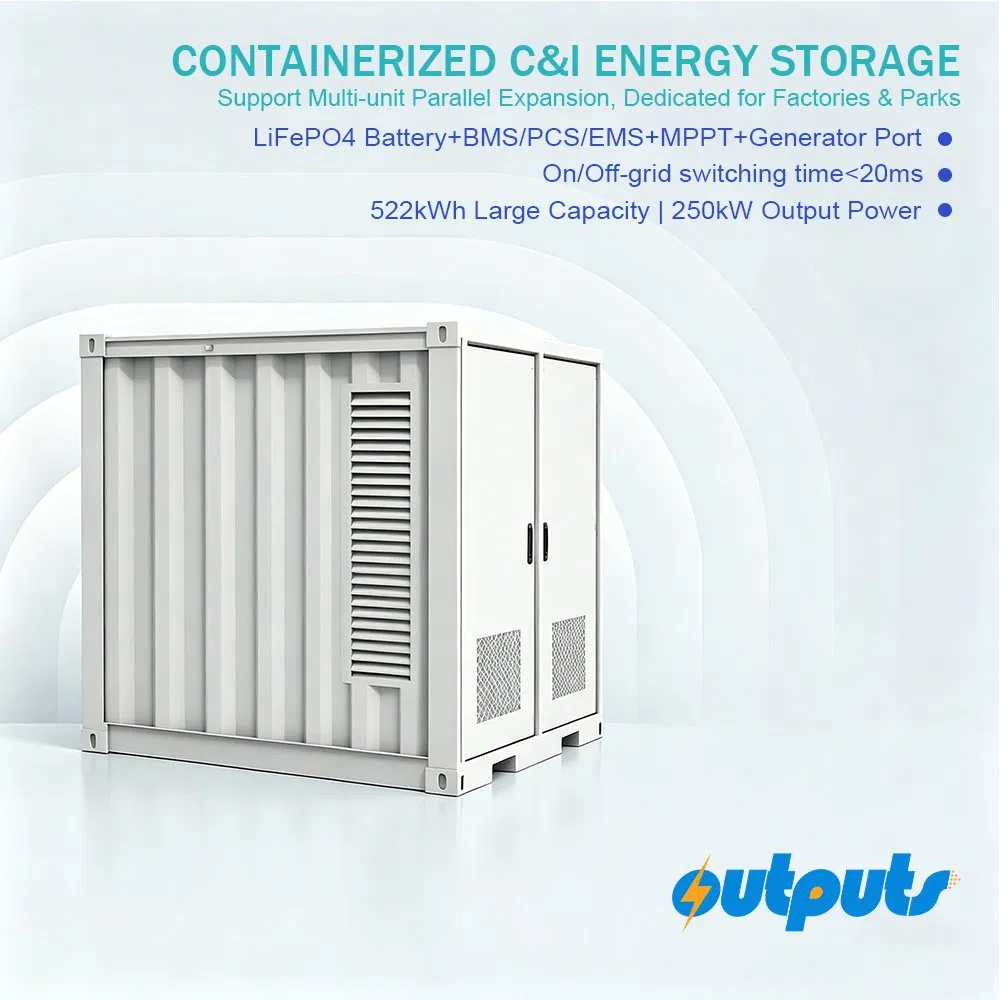 Sistema de Almacenamiento de Energía en Contenedor de Microred 522kwh 250kw LiFePO4 Batería Todo en Uno Bess para Integración de Solar Más Almacenamiento Personalizable