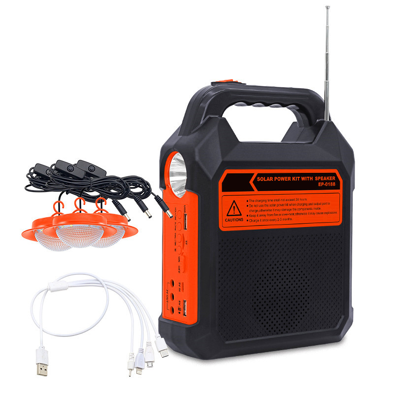 Yaye 2025 Precio de fábrica de venta caliente 100W Sistema de energía portátil recargable de emergencia solar ABS para el hogar con radio FM/música TF Speaker/USB/500PCS Stock