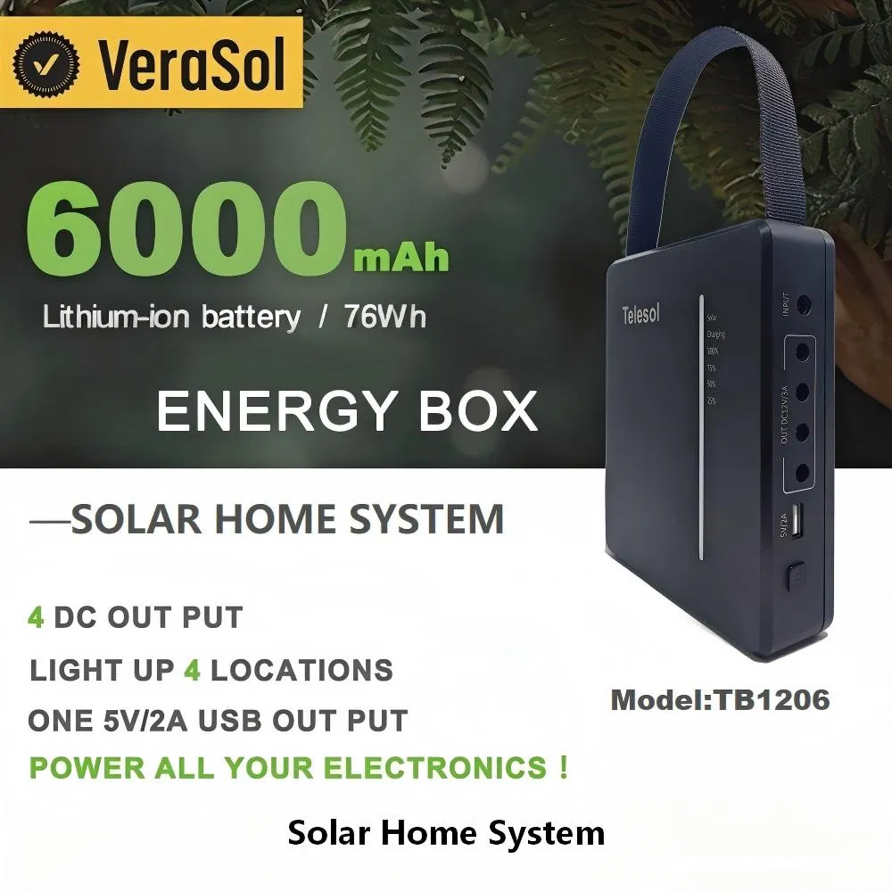Sistema de Luz Solar Portátil para el Hogar con 4 Bombillas para Áreas Fuera de la Red