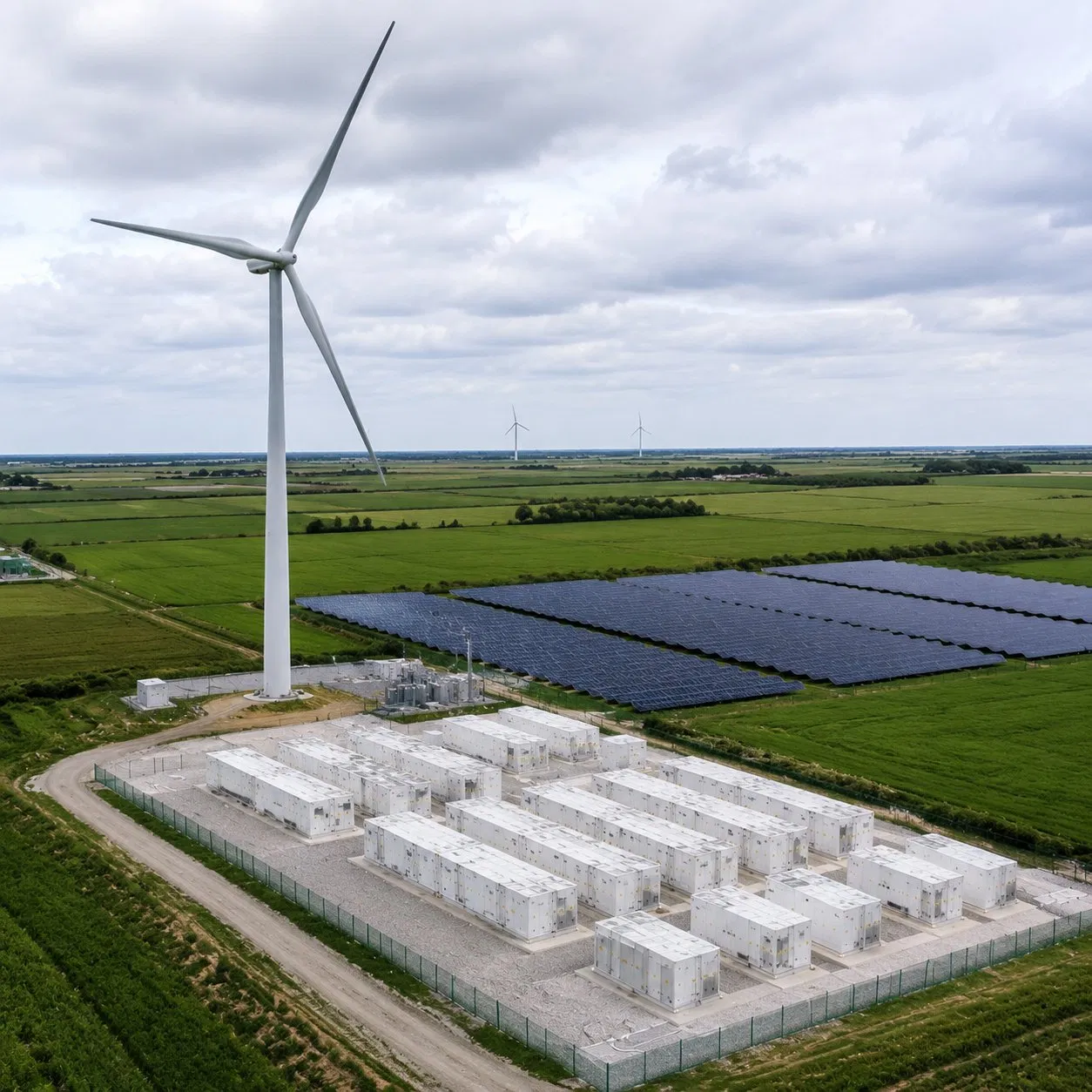 1MW-10MW Sistema de Almacenamiento de Energía con Baterías de Viento y Solar Integrado Fuera de la Red para Granjas, Minería y Áreas Remotas