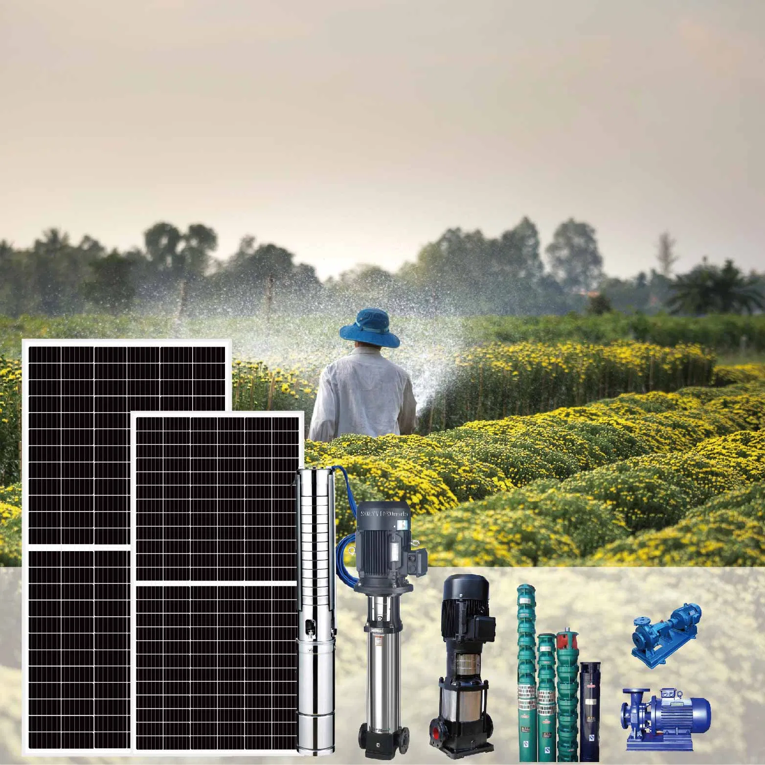 2027 CC 12V Sistema de Bomba de Agua Solar de Circulación / Sistema de Bombeo Solar Fuente Cascada Flujo 1200L/H