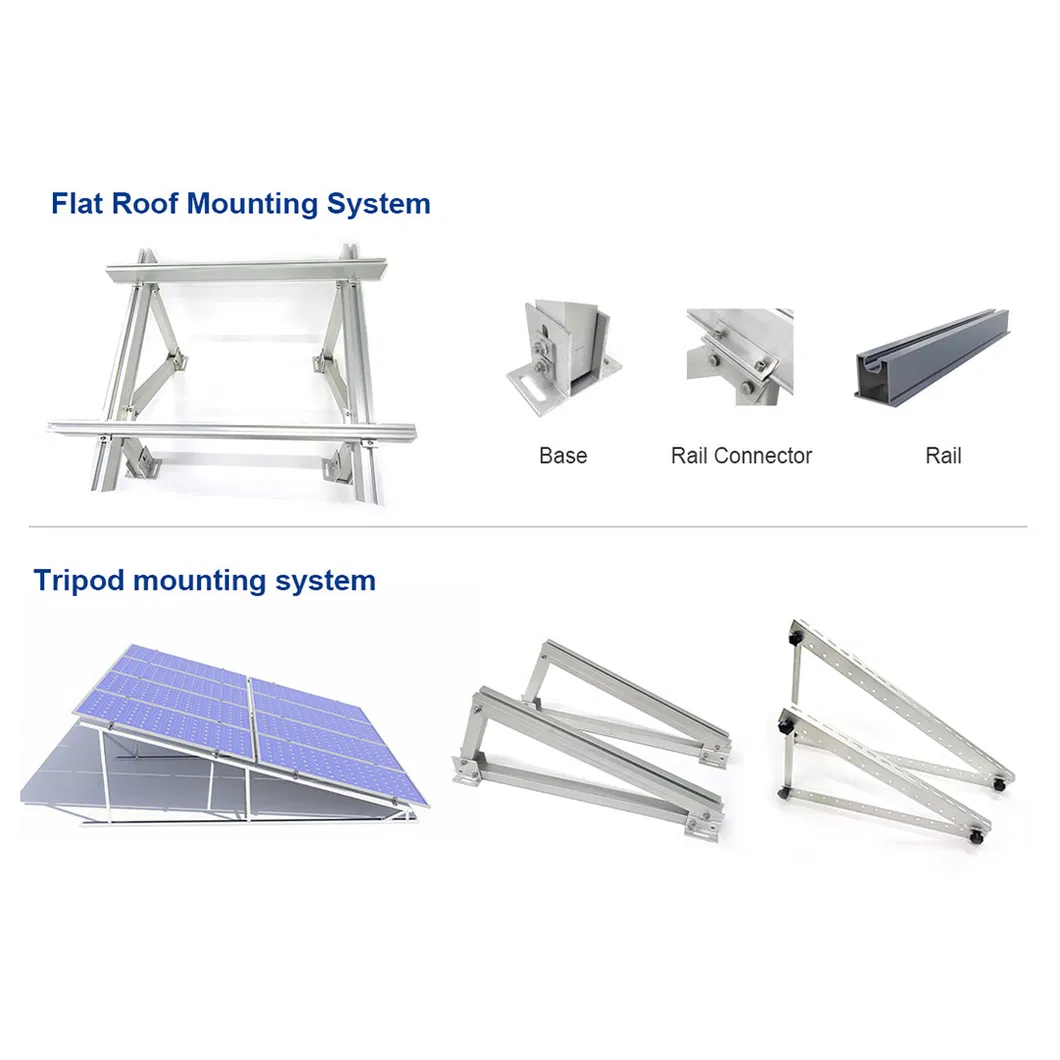 Estructura Solar Sistema de Energía Solar Tejados Sistemas de Montaje PV Kit de Panel Solar Sistemas de Montaje de Soporte para Techo Plano para Hogar