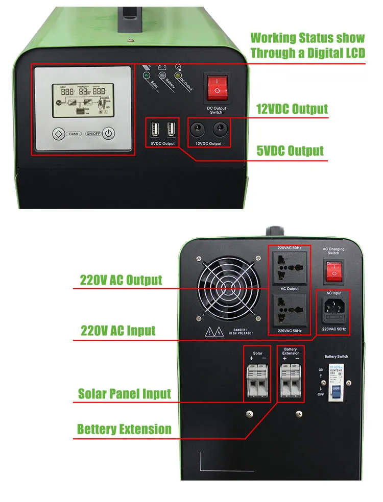 500W Sistema de Energía Solar Portátil Fuera de la Red con 100ah Batería