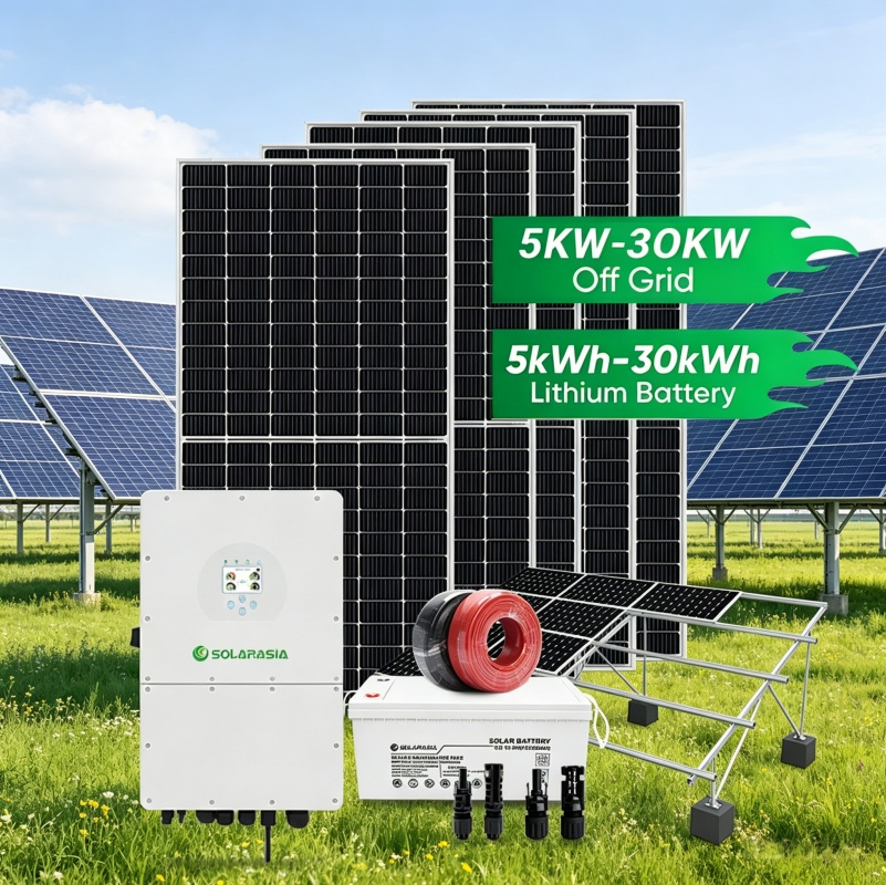 Sistema Solar 3kw 5kw 10kw 15kw 20kw 25kw 30kw Sistema de Energía Solar Completo Residencial Fuera de la Red Kit Completo de Energía para el Hogar