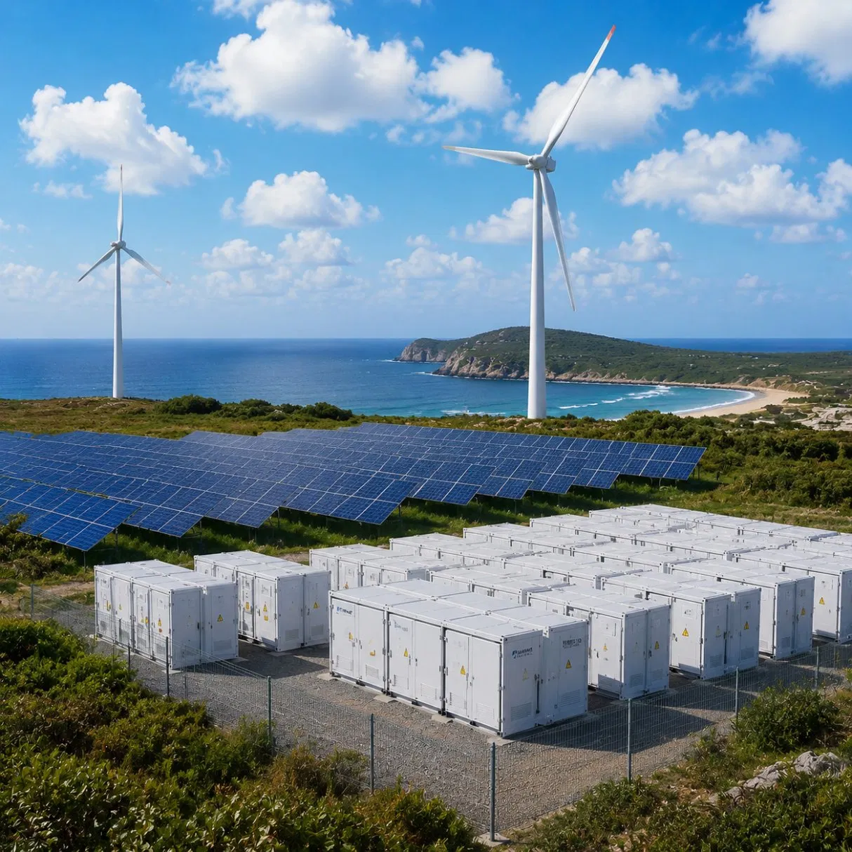 1MW-10MW Sistema de Almacenamiento de Energía con Baterías de Viento y Solar Integrado Fuera de la Red para Granjas, Minería y Áreas Remotas