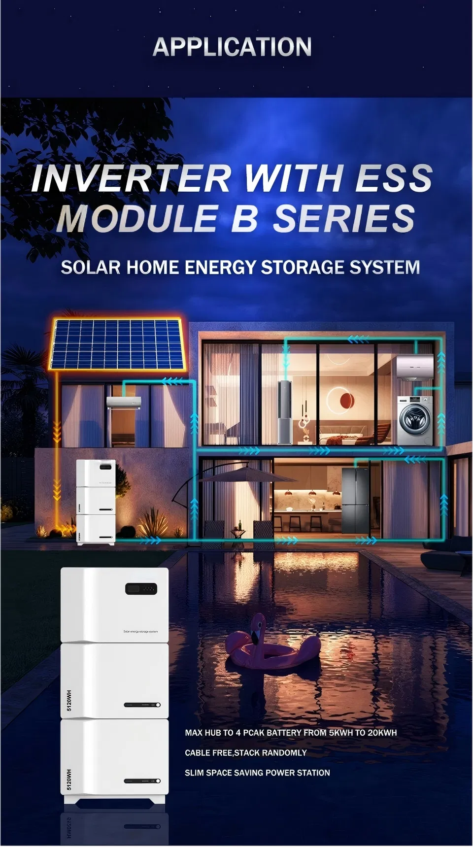Sistema de Energía Solar Fuera de la Red 51.2V LiFePO4 Batería 5.5kw Inversor Híbrido para Uso en el Hogar y Respaldo de Emergencia