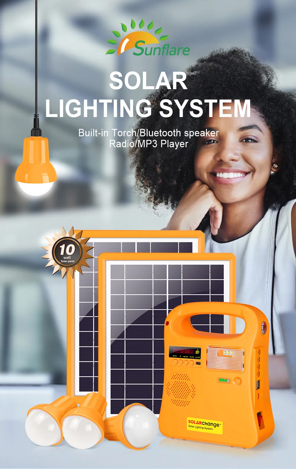 10W Sistema Solar de Iluminación Solar para Áreas Rurales