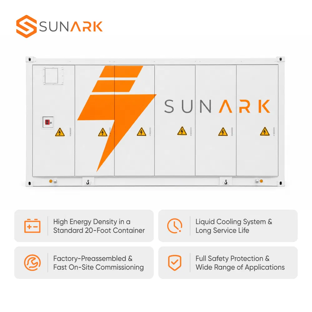 Sistema de Almacenamiento de Baterías Solares Sunark Smart 5mwh con Enfriamiento Líquido y Batería LFP para Proyectos de Microredes Comerciales