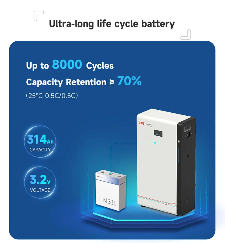 Eve 16.07kwh 51.2V LiFePO4 Sistema de Almacenamiento de Energía Solar en Casa Montado en la Pared Fuera de la Red 10-20kw Salida 314ah