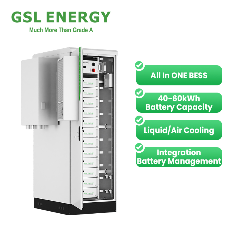 Sistema de Almacenamiento Comercial de Gsl Energy Alta Tensión 60kwh 48V 100ah LiFePO4 Solar fuera de la Red Almacenamiento de Energía Industrial y Comercial