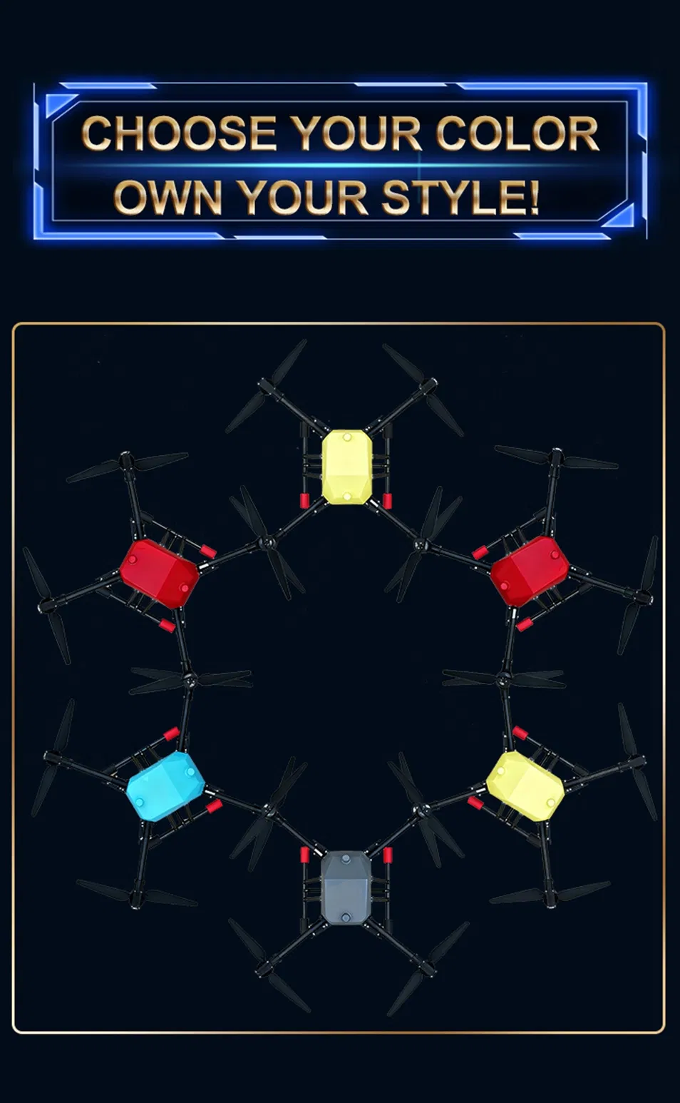 Diferentes opciones de color de dron