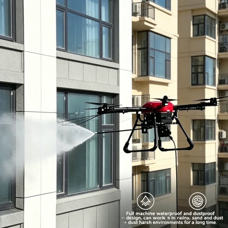 Dron autónomo de limpieza a gran altitud con sistema de radar anticolisión