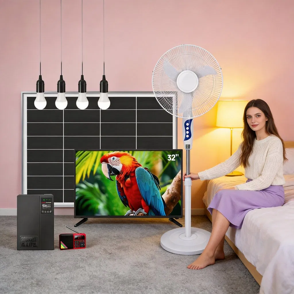 Sistema de Iluminación Solar para el Hogar Certificado Global Verasol OEM/ODM con Ventilador de Pulgadas, Televisor de Pulgadas, Radio y Cuatro Bombillas 30W/50W/80W/100W/120W/150W/180W 16 32