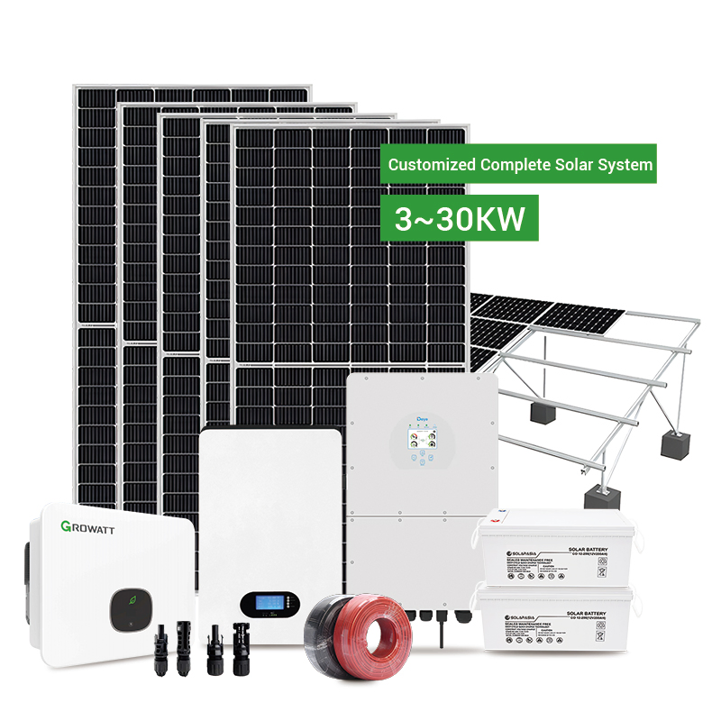 30kw Sistema Solar Completo Fuera de la Red 5kw 10kw 15kw 20kw Sistema Solar Comercial de Batería Fuera de la Red 10kVA Sistema de Energía Solar Todo en Uno para el Hogar