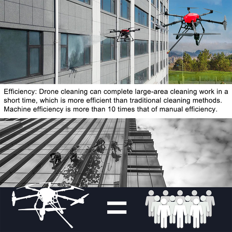 Dron autónomo de limpieza a presión con sistema de agua de alta presión para limpieza exterior