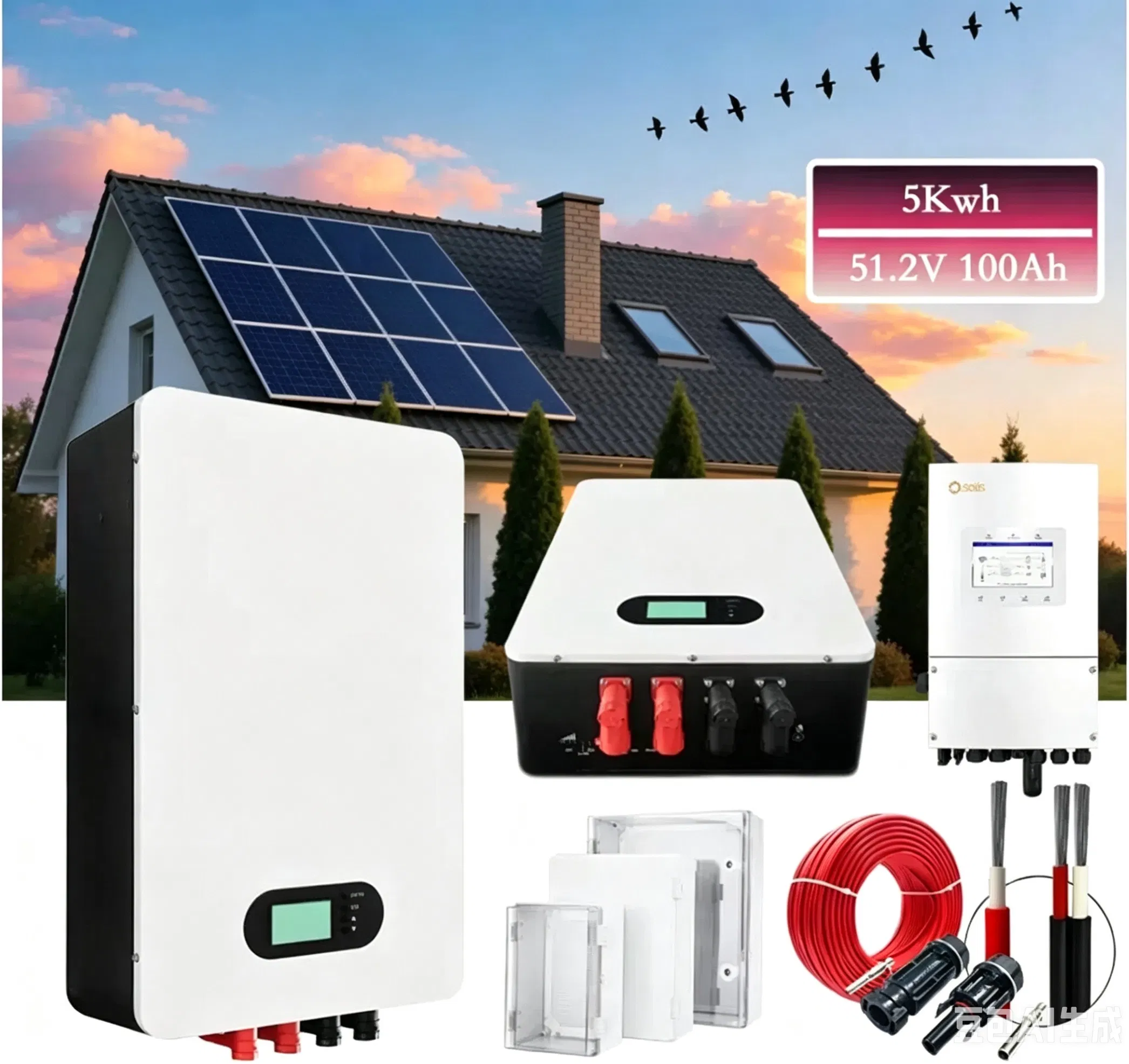 Sistema de almacenamiento de energía doméstica solar de emergencia de batería de litio montada en la pared, duradera, de alta capacidad y confiable