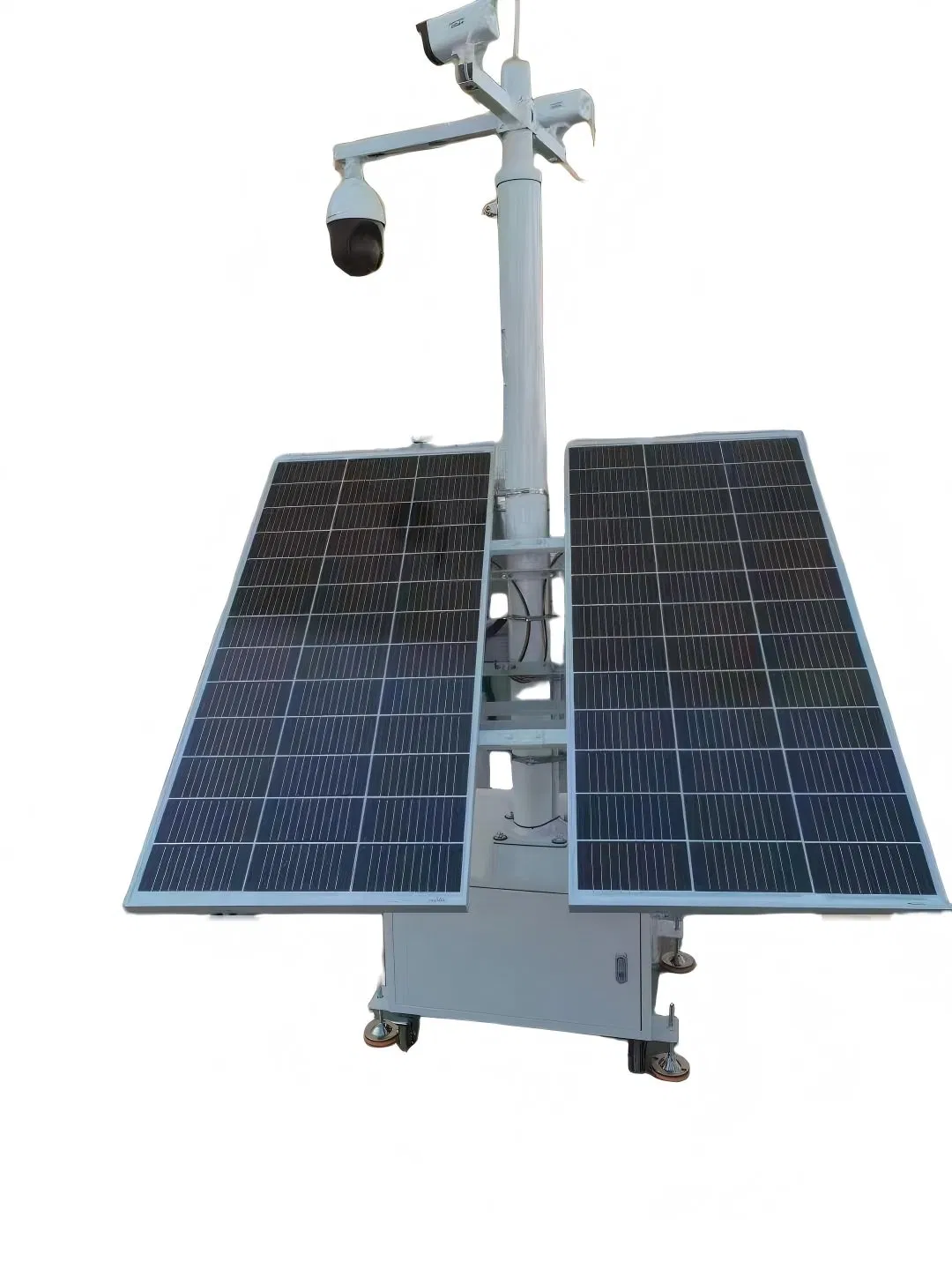 Sistema de vigilancia móvil solar alimentado por energía exterior con módulo de reconocimiento de inteligencia artificial, sin necesidad de energía de red ni conexión