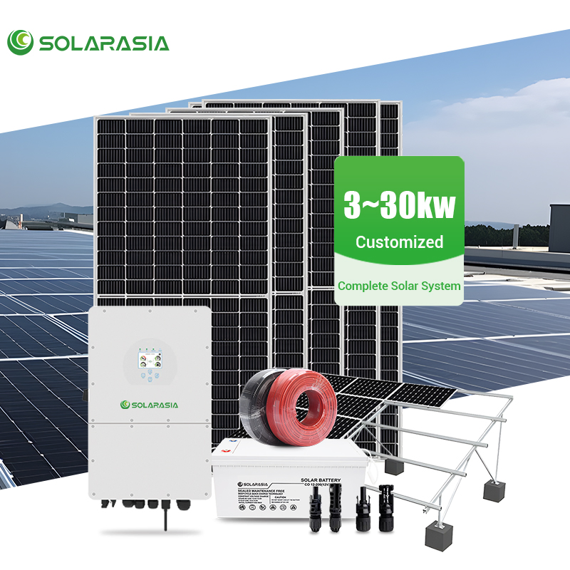 Solarasia 15kw 30kw Kit completo de sistema solar fuera de la red Sistema de energía solar todo en uno 5kw 10kw 15kw 20kw con batería de litio para energía de respaldo en el hogar