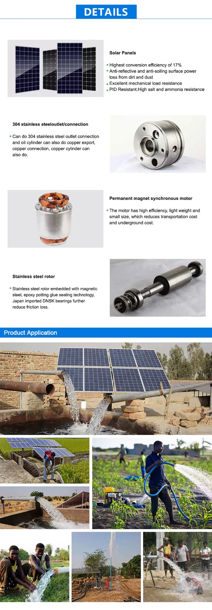 Sistema de bombeo de agua solar confiable para necesidades de riego