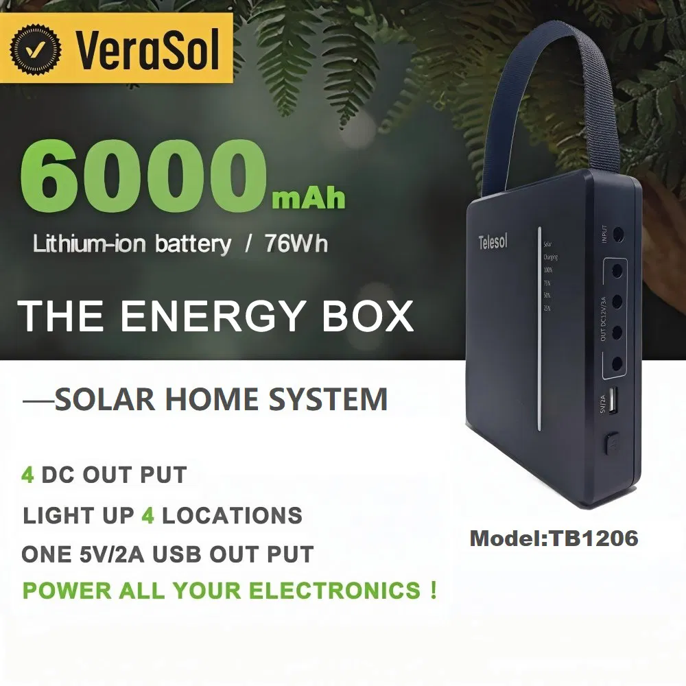 Sistema de Luz Solar Portátil para el Hogar con 4 Bombillas para Áreas Fuera de la Red