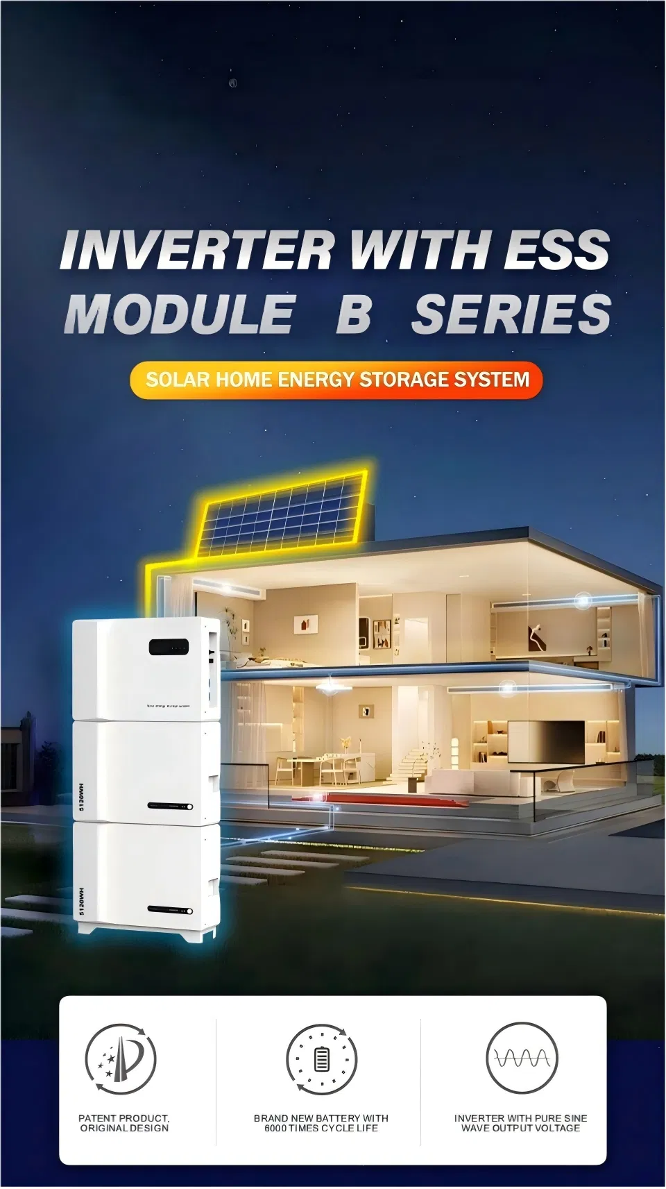 Sistema de Energía Solar Fuera de la Red 51.2V LiFePO4 Batería 5.5kw Inversor Híbrido para Uso en el Hogar y Respaldo de Emergencia