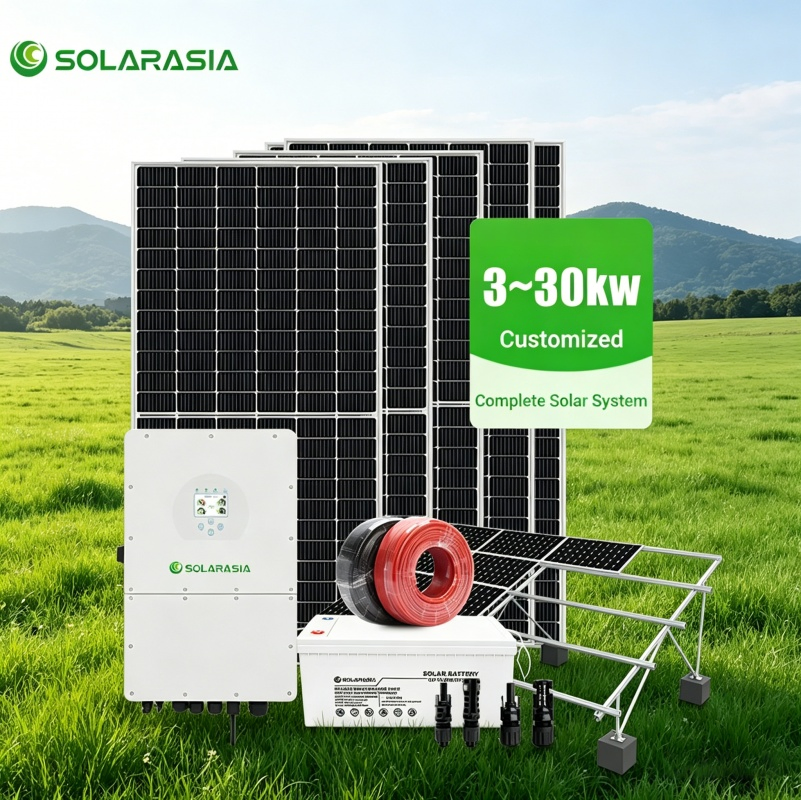 Sistema Solar 3kw 5kw 10kw 15kw 20kw 25kw 30kw Sistema de Energía Solar Completo Residencial Fuera de la Red Kit Completo de Energía para el Hogar