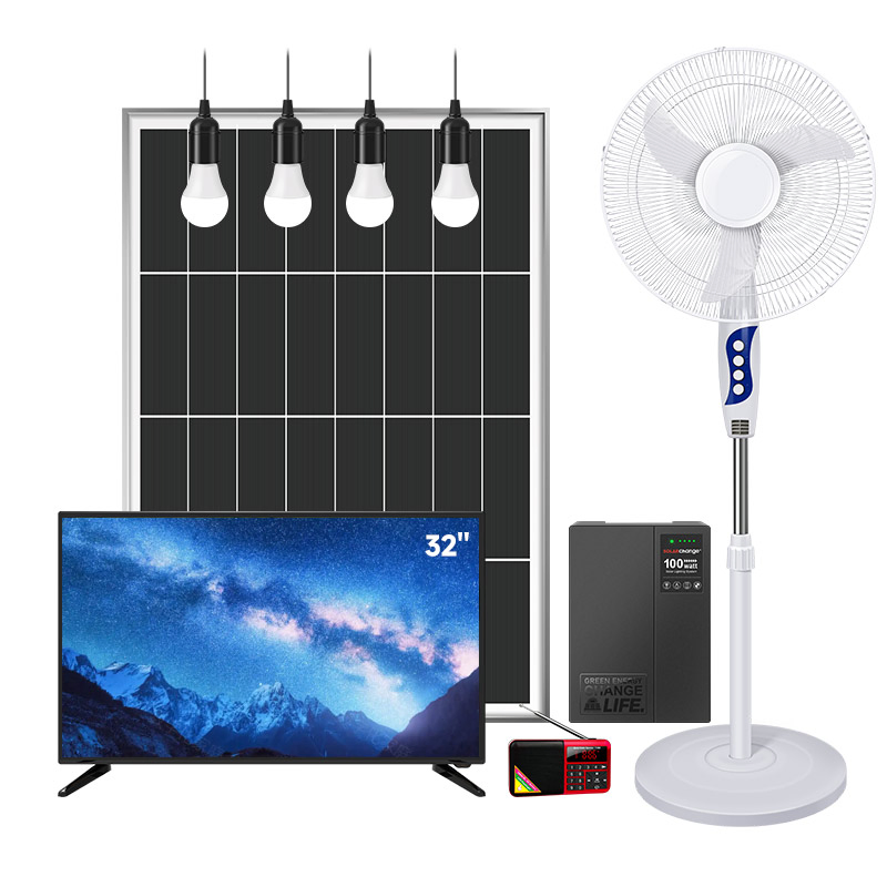 Sistema de Iluminación Solar para el Hogar Certificado Global Verasol OEM/ODM con Ventilador de Pulgadas, Televisor de Pulgadas, Radio y Cuatro Bombillas 30W/50W/80W/100W/120W/150W/180W 16 32
