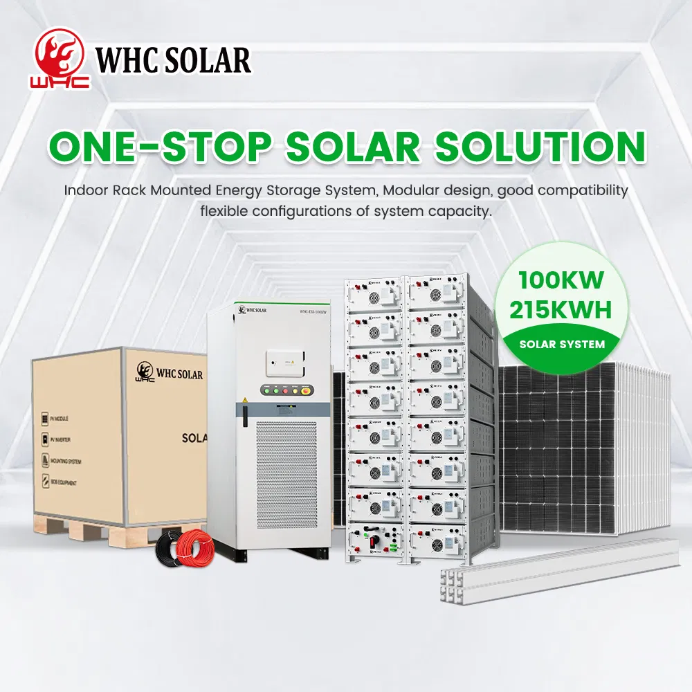 Sistema de energía solar off-grid de 100KW WHC, contenedor de almacenamiento de energía solar de 215Kwh para uso industrial