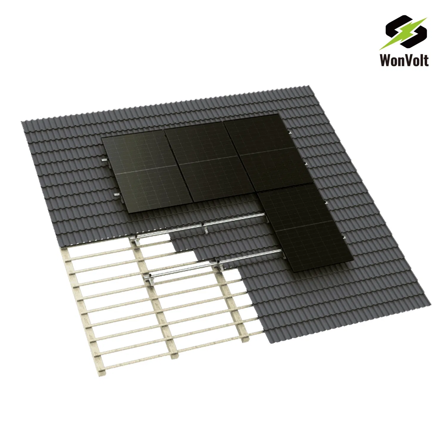 Sistema de Energía Solar Off Grid Wonvolt 60kw 100kw 120kw 150kw 200kw 250kw 300kw 400VAC Sistema de Almacenamiento de Energía Híbrido con 200kwh 500kwh LiFePO4 Batería
