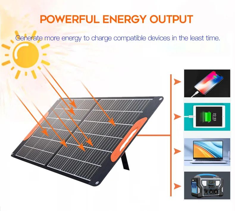 LiFePO4 Generador de energía solar portátil fuera de la red 60W 100W Sistema de energía solar portátil