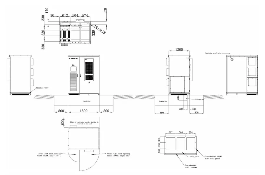 100kw LiFePO4 Sistema de Almacenamiento de Energía Solar Industrial Fuera de la Red Contenedor Hotel Baterías