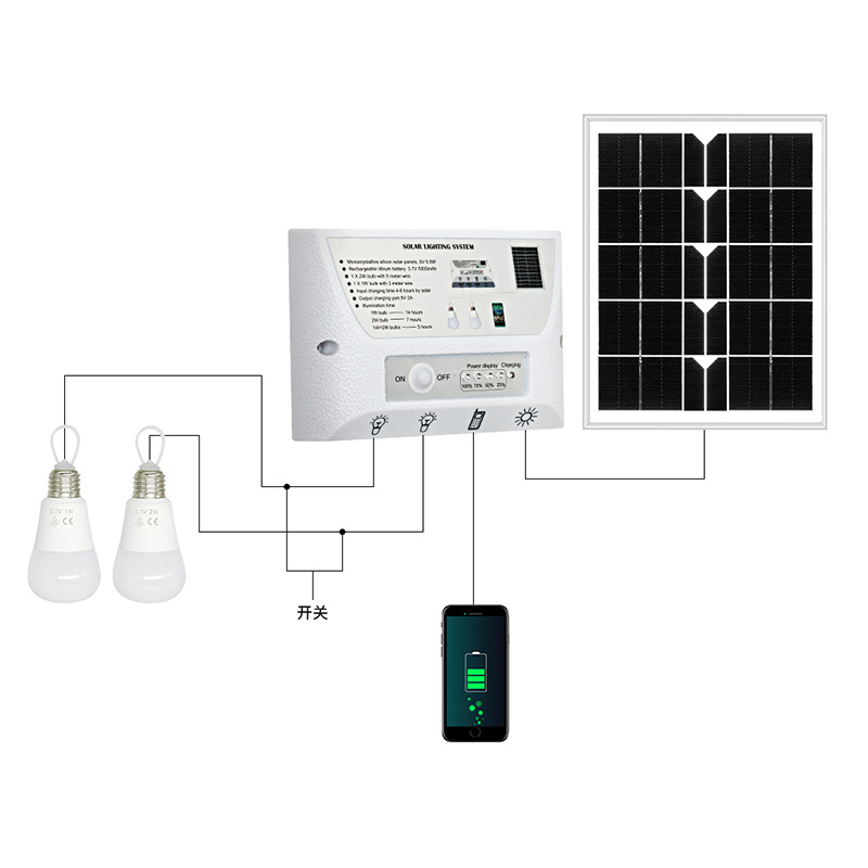 Sistema de Iluminación LED Solar para Camping, Bombilla Portátil, Generación de Energía Exterior, Emergencia
