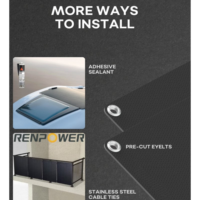 100watt Kit de panel solar flexible Bc para off-Grid/Home/RV/Boat/12V-Battery/Uneven superficie