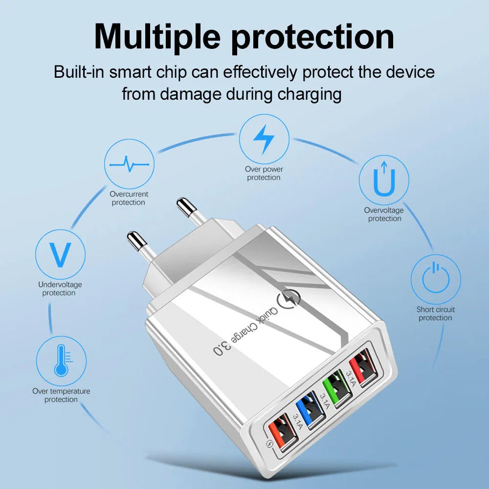 محطة شحن سريعة متعددة المناطق مع 4 منفذ USB