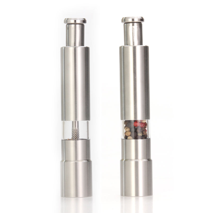 Mini Thumb Operated Stainless Steel Salt and Pepper Grinder Spice Mill Set