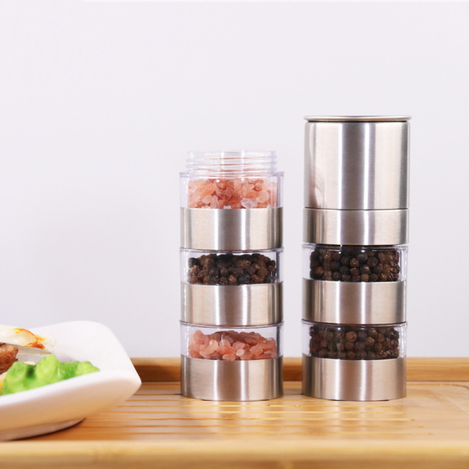 5 in 1 Multi-Functional Stainless Steel Manual Salt and Pepper Grinder Premium Mills