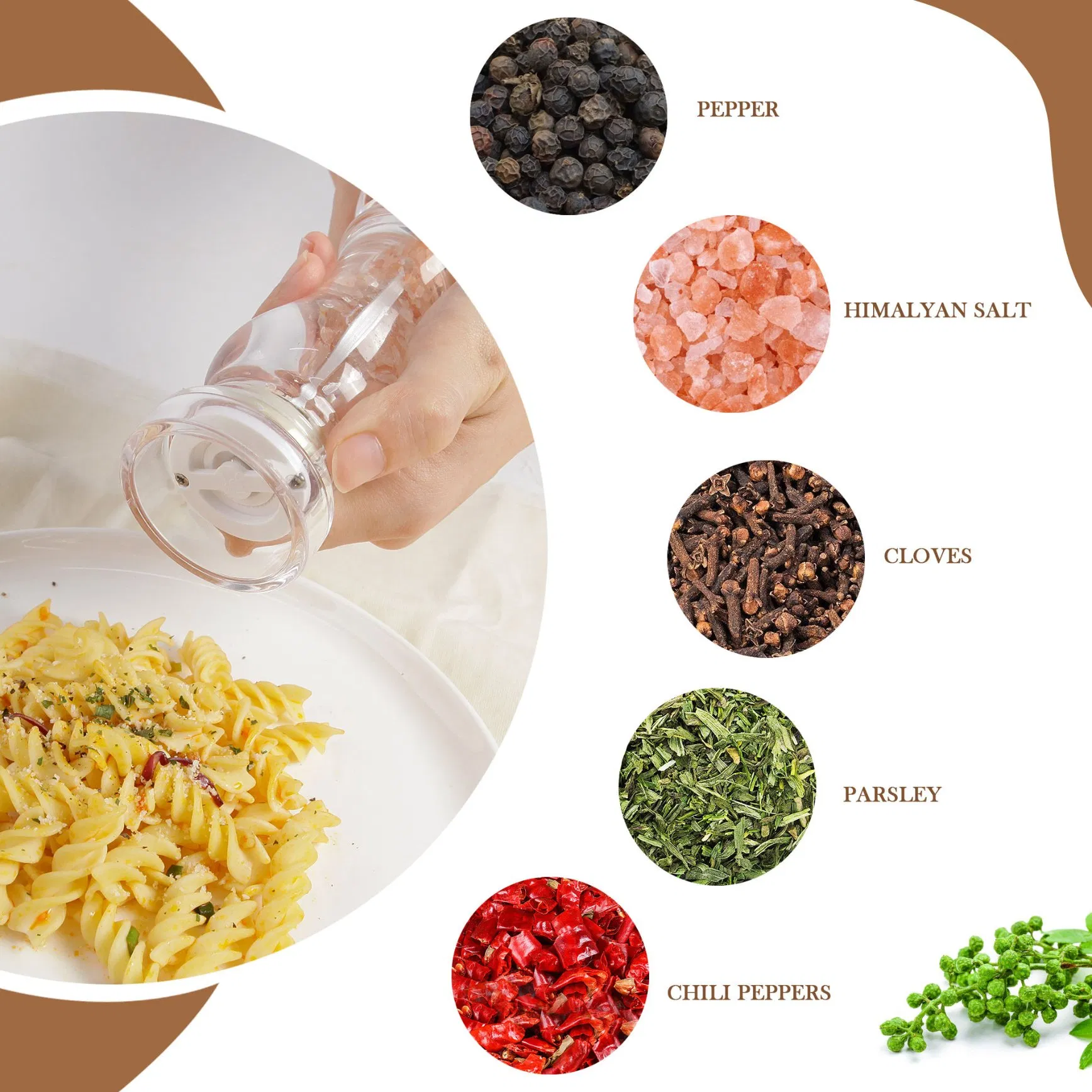 Transparent Rechargeable Salt and Pepper Grinder Pepper Mill Salt and Pepper Mills Manual Push Top Easy Refill
