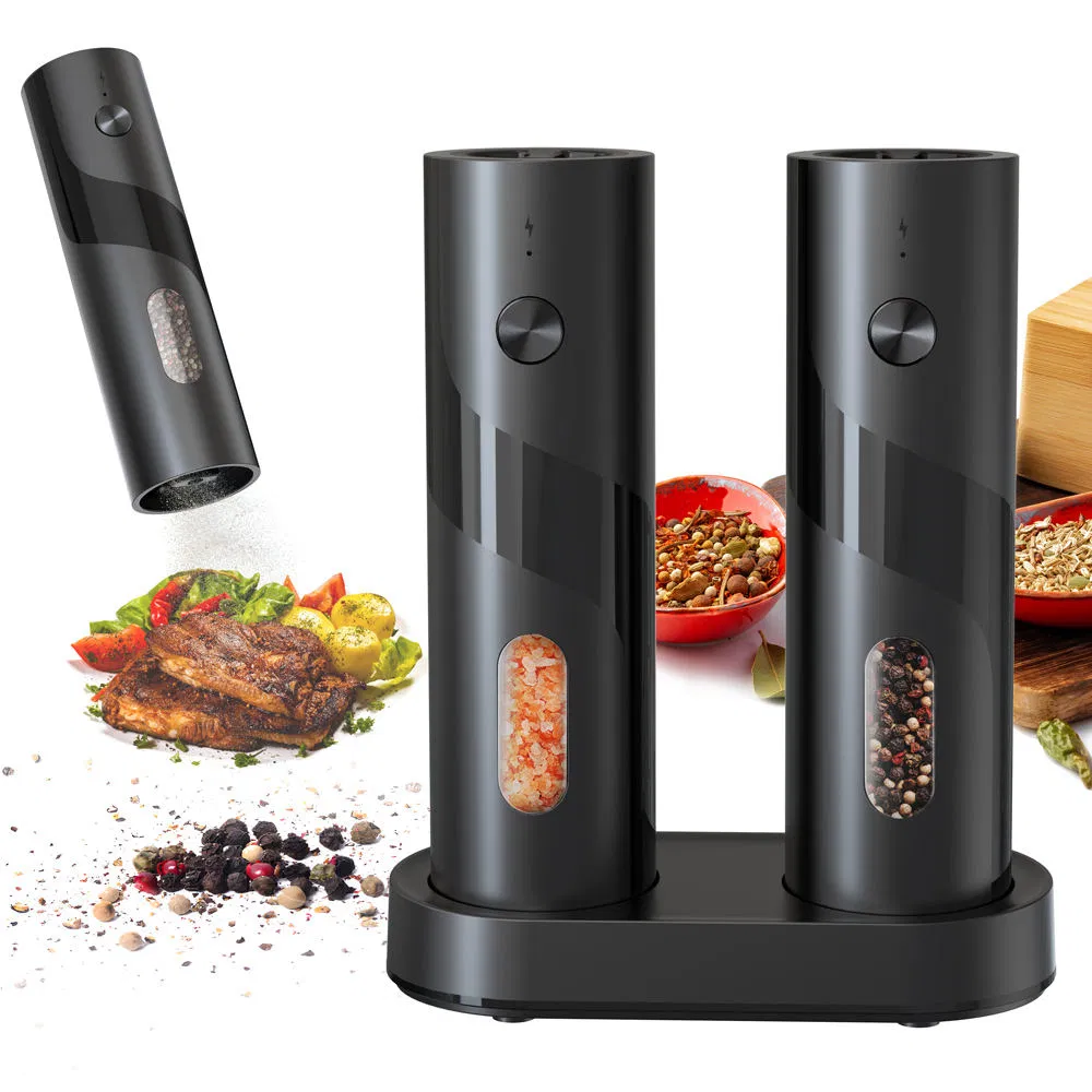 Custom ABS Rechargeable Electric Pepper Grinder Portable Electric Pepper Mill with Base