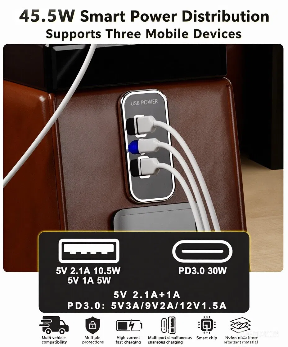 ملحقات السيارة لشحن منفذ USB من النوع C عالي القدرة لتجديد حافلة RV