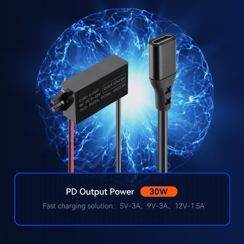 8-32V 30W مخرج مقاوم للماء منفذ USB C وحدة محول DC خطوة خافض