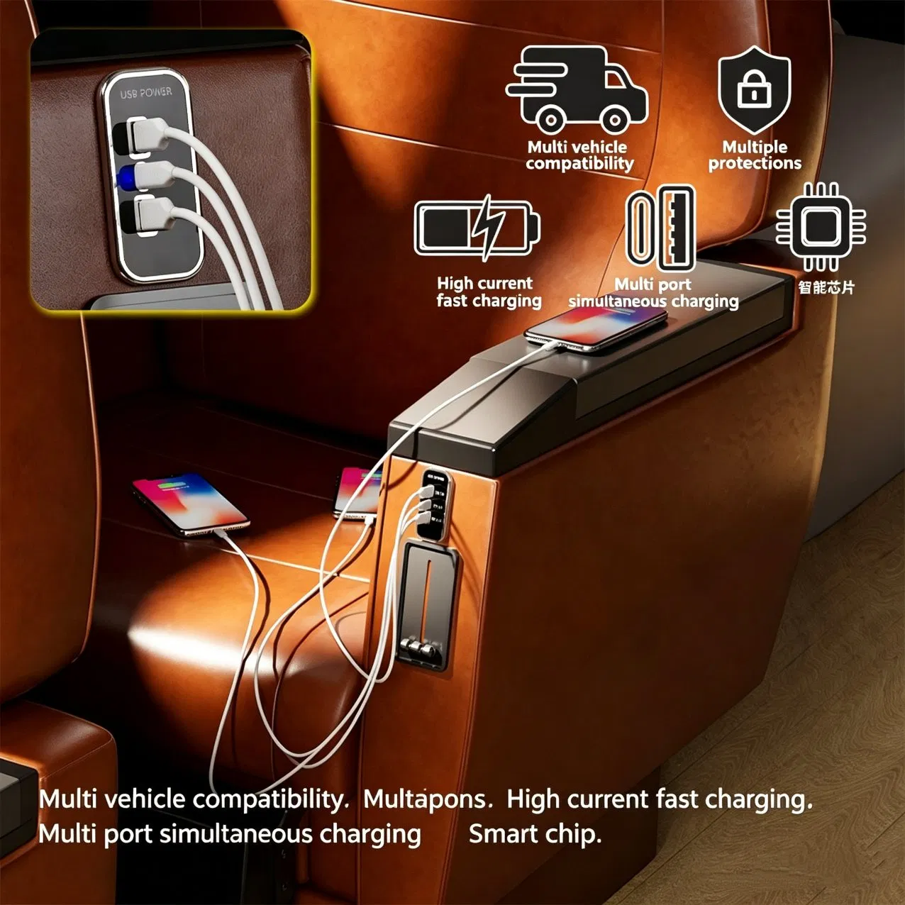 ملحقات السيارة لشحن منفذ USB من النوع C عالي القدرة لتجديد حافلة RV