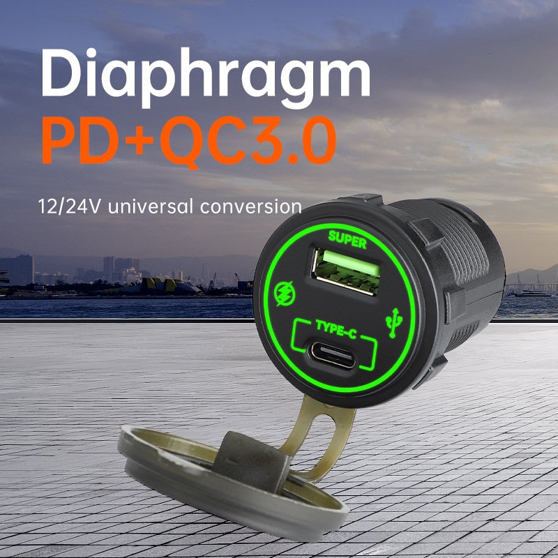 أسطول النقل طاقة USB 12V منفذ مزدوج نوع C و USB a مع حماية الدائرة