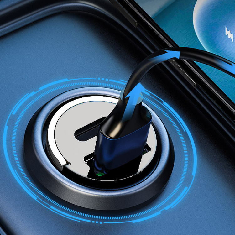 شاحن سيارة سريع الشحن بمنافذ مزدوجة 100W USB 12V مع ولاعة سجائر OEM