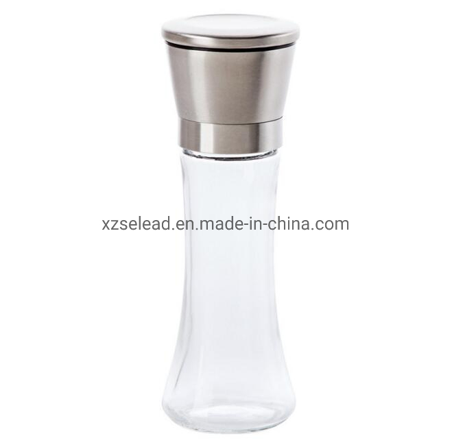 180ml مطحنة مع SS304 غطاء نواة سيراميك خالية من الرصاص زجاج قابل للتعديل لملح فلفل توابل زجاجة