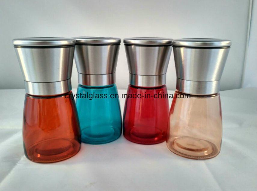 وعاء زجاجي لطحن الفلفل الحار والأعشاب واهتزاز التوابل 150ml