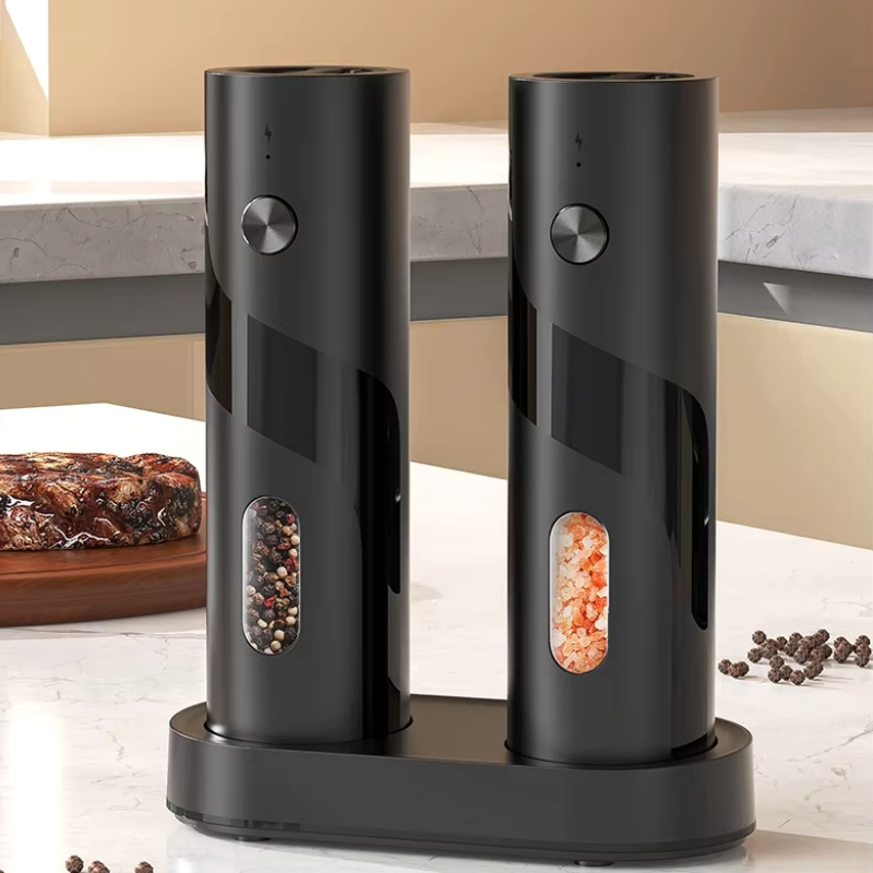 Operação com uma mão 2 Conjunto de moedores elétricos de sal e pimenta recarregáveis por USB automáticos com 110ml grande capacidade